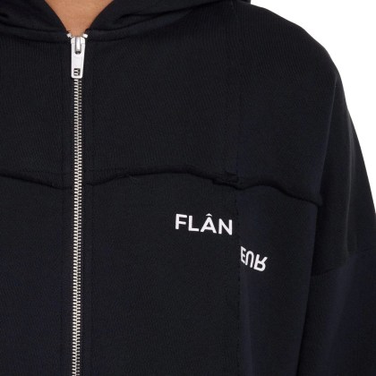 Flâneur - Cut and Sew Zip-Up Hoodie Black - Größe L - schwarz – Bild 4