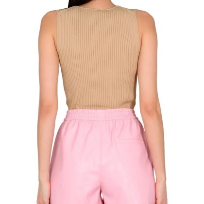 Nanushka - Sleeveless V-Neck Ribbed Top - Größe M - beige – Bild 3