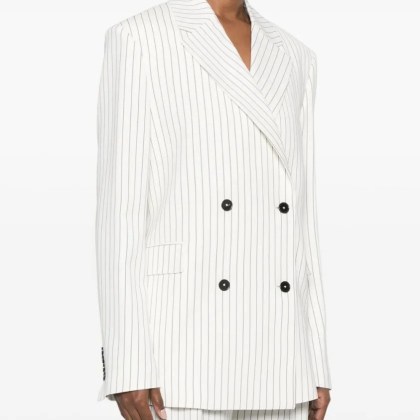 Loulou Studio - White Striped Blazer - Größe 38 - weiß – Bild 4