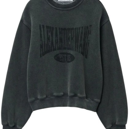Alexander Wang - Dropped Shoulder Crew Neck Sweatshirt With Logo Pr - Größe S - schwarz Alexander Wang - Dropped Shoulder Crew Neck Sweatshirt With Logo Pr - Größe S - schwarz