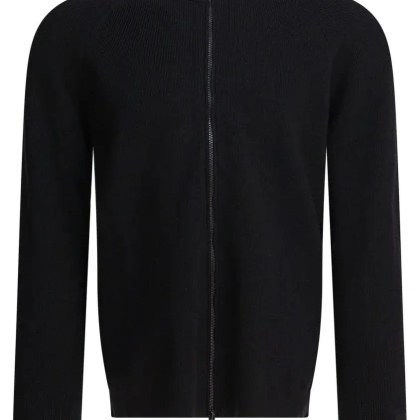 CP Company - Tailored Zip-Up Cardigan In Fine Ribbed Merino Woo - Größe L - schwarz CP Company - Tailored Zip-Up Cardigan In Fine Ribbed Merino Woo - Größe L - schwarz
