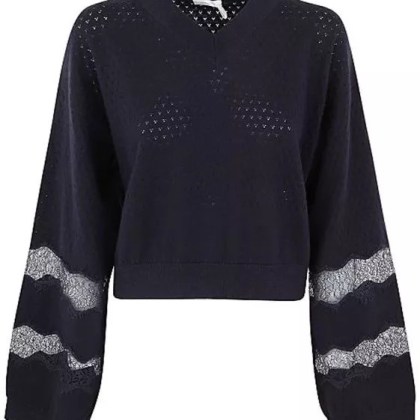 See By Chloé - Cotton And Cashmere Pullover - Größe S - blau See By Chloé - Cotton And Cashmere Pullover - Größe S - blau