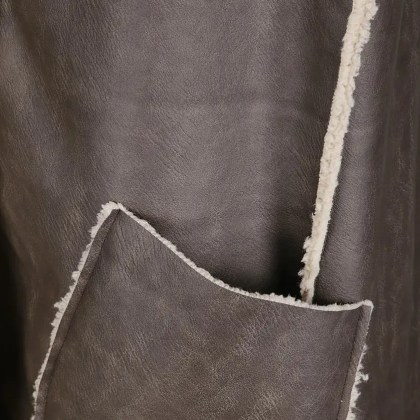 STEFANO MORTARI - Long Sheepskin-Effect Vest In Synthetic Material - Größe 42 - braun – Bild 2