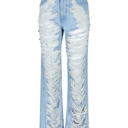 MM6 Maison Margiela - Destroyed Straight Jeans – Light Blue - Größe 27 - blau MM6 Maison Margiela - Destroyed Straight Jeans – Light Blue - Größe 27 - blau