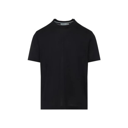 Canali - Classic Round Neck Black Cotton T-Shirt - Größe 52 - schwarz Canali - Classic Round Neck Black Cotton T-Shirt - Größe 52 - schwarz