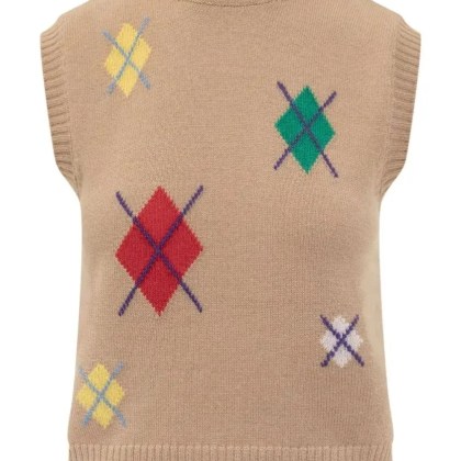 MSGM - Sleeveless Knit Sweater With Diamond Pattern - Größe M - braun MSGM - Sleeveless Knit Sweater With Diamond Pattern - Größe M - braun