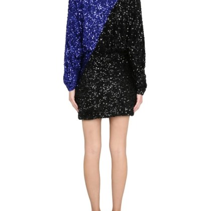 Rotate - Color Block Sequined Mini Dress With Long Sleeves - Größe 36 - bunt – Bild 3