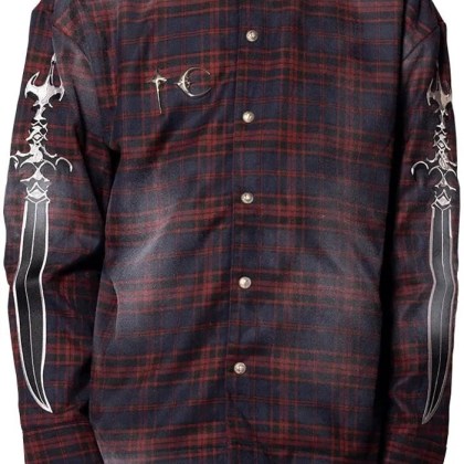 THUG CLUB - ARAB SWORD FLANNEL SHIRT RED - Größe L - multi THUG CLUB - ARAB SWORD FLANNEL SHIRT RED - Größe L - multi