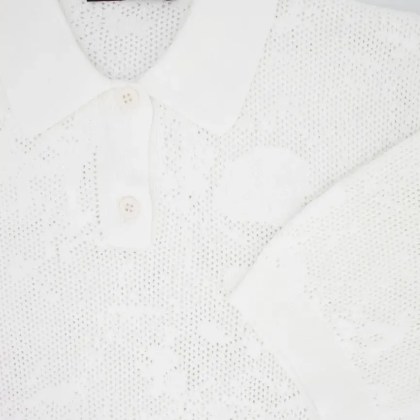 Fabiana Filippi - Textured Jacquard Print Cotton Polo Shirt - Größe 42 - weiß