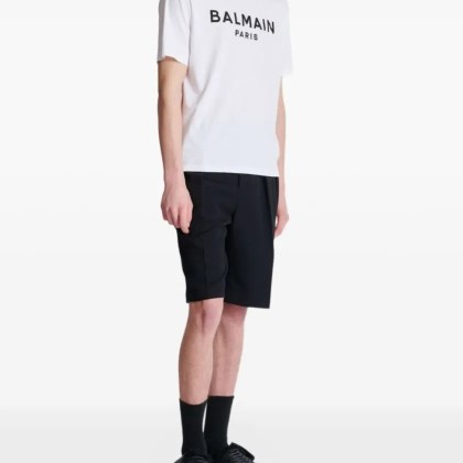 Balmain - Crew Neck T-Shirt With Bold Lettering And Straight - Größe L - white – Bild 3