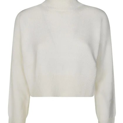 Dondup - Cropped Sweater With High Turtleneck And Ribbed De - Größe 42 - weiß Dondup - Cropped Sweater With High Turtleneck And Ribbed De - Größe 42 - weiß