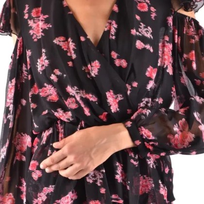 Pinko - Floral Print Black Sheer Blouse - Größe 40 - schwarz – Bild 3