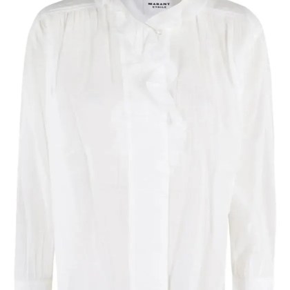 Etoile Isabel Marant - Ruffled Front White Top With Long Sleeves And Eleg - Größe 36 - weiß Etoile Isabel Marant - Ruffled Front White Top With Long Sleeves And Eleg - Größe 36 - weiß