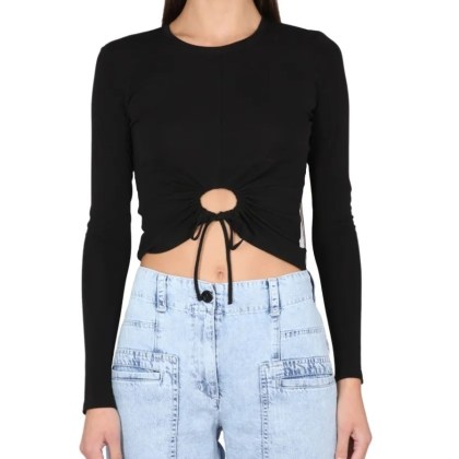 Proenza Schouler - Cropped Top With Circular Cut - Größe M - schwarz Proenza Schouler - Cropped Top With Circular Cut - Größe M - schwarz