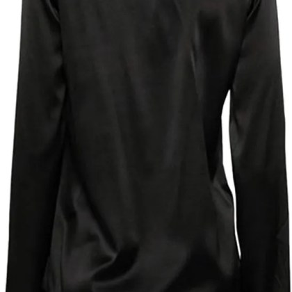 Pinko - Silk Blend Shirt With V-Neckline - Größe 46 - schwarz