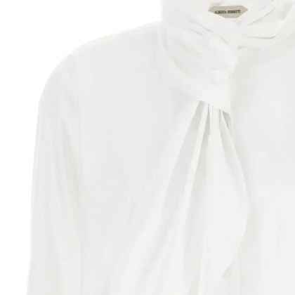Alberta Ferretti - Refined Cotton Poplin Tie Shirt - Größe M - weiß – Bild 3