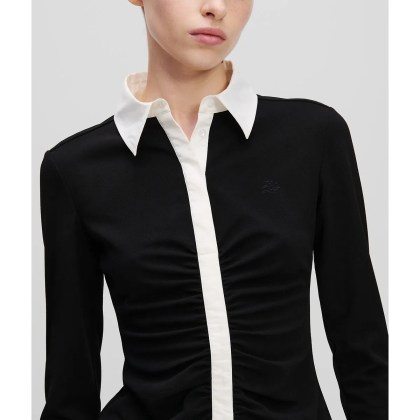 Karl Lagerfeld - KARL ESSENTIAL LANGARM-POLOSHIRT - Größe XL - schwarz – Bild 3