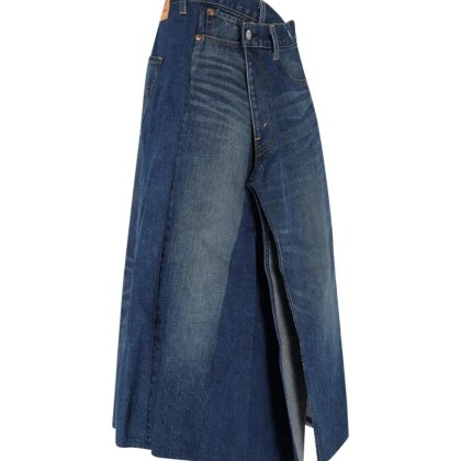 Junya Watanabe - Logo Midi Denim Skirt – Blue - Größe S - blau – Bild 4