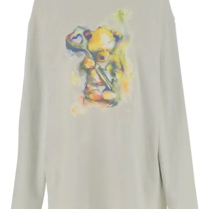 WE11 Done - Long-Sleeved Cotton Sweater With Teddy Bear Print - Größe XS - grün WE11 Done - Long-Sleeved Cotton Sweater With Teddy Bear Print - Größe XS - grün