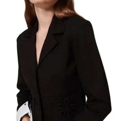 Twinset Actitude - Floral Pin-Detail Black Blazer With Removable Cuff - Größe L - schwarz – Bild 2