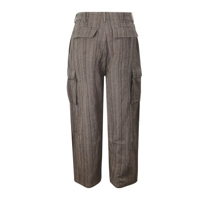 DAWEI STUDIO - Pinstripe Cotton Blend Trousers - Größe 36 - braun – Bild 3