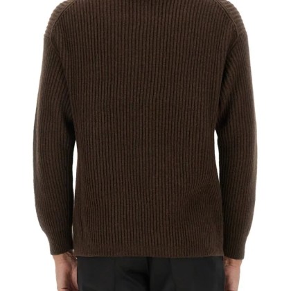 Emporio Armani - Textured Ribbed Wool Jersey - Größe XL - braun – Bild 3