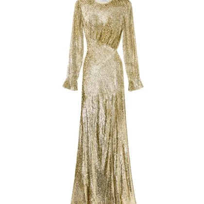 self-portrait - Gold Fil Coupe Maxi Dress - Größe 12 - goldfarben self-portrait - Gold Fil Coupe Maxi Dress - Größe 12 - goldfarben