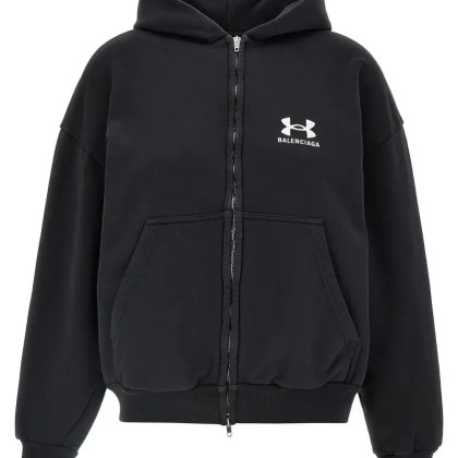 Balenciaga - Fleece Hoodie With Logo Embroidery - Größe XXS - schwarz Balenciaga - Fleece Hoodie With Logo Embroidery - Größe XXS - schwarz