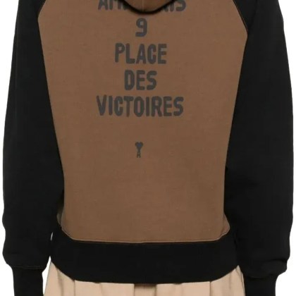 AMI Paris - Two-Tone Hoodie With Stitched Branding And Embroid - Größe L - braun – Bild 2