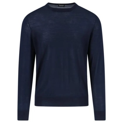 Zegna - Wool Sweater Blue Navy Tone Knitted - Größe 54 - blau Zegna - Wool Sweater Blue Navy Tone Knitted - Größe 54 - blau