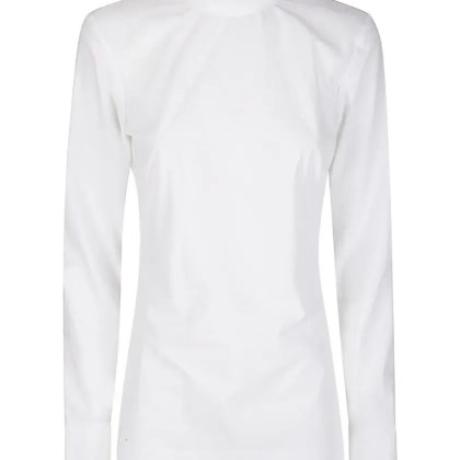 THE LATEST - Long-Sleeved White Cotton Shirt With Back Zip - Größe L - weiß THE LATEST - Long-Sleeved White Cotton Shirt With Back Zip - Größe L - weiß