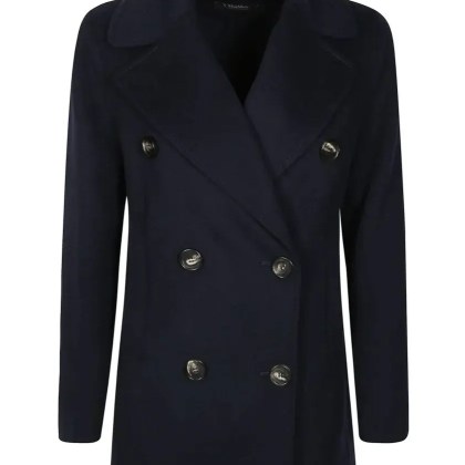 Max Mara - Double-Breasted Picot Peacoat - Größe 40 - blau Max Mara - Double-Breasted Picot Peacoat - Größe 40 - blau