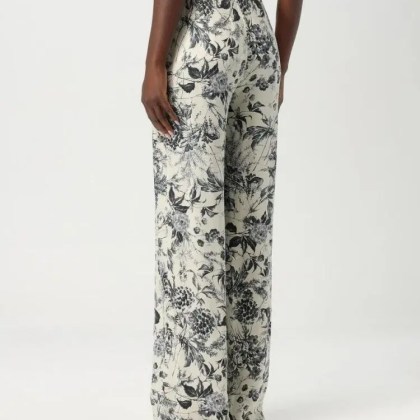 Simona Corsellini - Wide-Leg Trousers With Floral Print - Größe 42 - grau – Bild 4