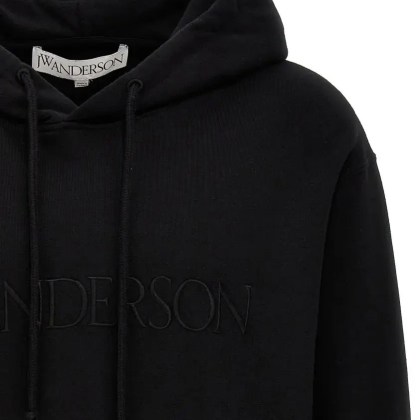 J.W.Anderson - Tone-On-Tone Logo Hoodie With Drawstring Hood - Größe M - schwarz – Bild 3