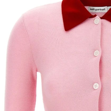 self-portrait - Pink Merino Wool' Cardigan - Größe XS - pink – Bild 3