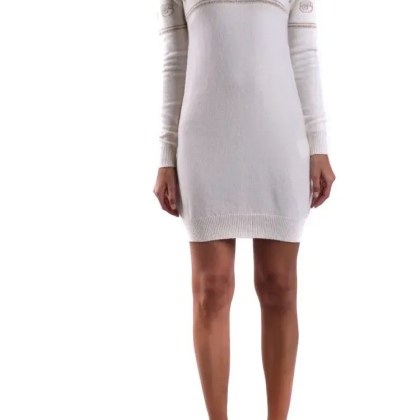 Chiara Ferragni - White Knit Dress With Decorative Eye - Größe M - weiß Chiara Ferragni - White Knit Dress With Decorative Eye - Größe M - weiß