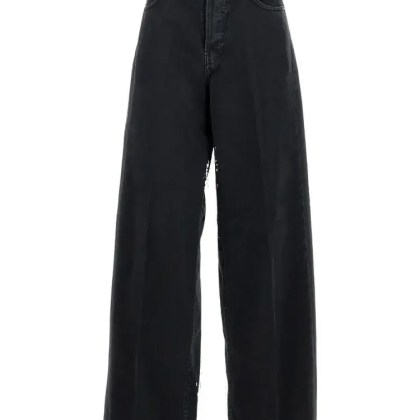 Haikure - Wide-Leg Jeans With High Waist And Leather Label - Größe 25 - schwarz Haikure - Wide-Leg Jeans With High Waist And Leather Label - Größe 25 - schwarz