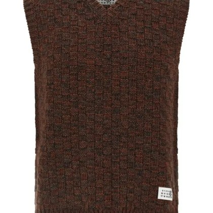 MM6 Maison Margiela - Textured Knit Sleeveless Jacket With V-Neckline - Größe S - braun MM6 Maison Margiela - Textured Knit Sleeveless Jacket With V-Neckline - Größe S - braun