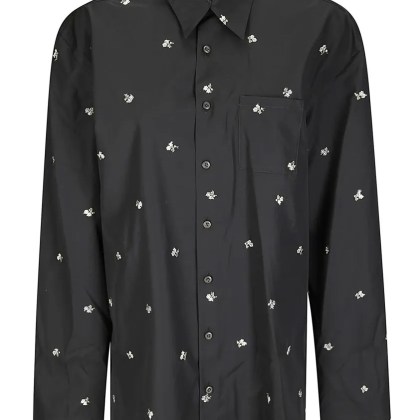 RIER - Long-Sleeved Cotton Shirt With Floral Embroidery - Größe S - schwarz RIER - Long-Sleeved Cotton Shirt With Floral Embroidery - Größe S - schwarz