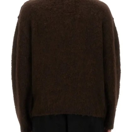 Uma Wang - Boxy Brown Alpaca Blend Sweater - Größe L - schwarz – Bild 3