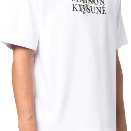 Maison Kitsune - Floral Print Logo T-shirt - Größe L - weiß – Bild 3