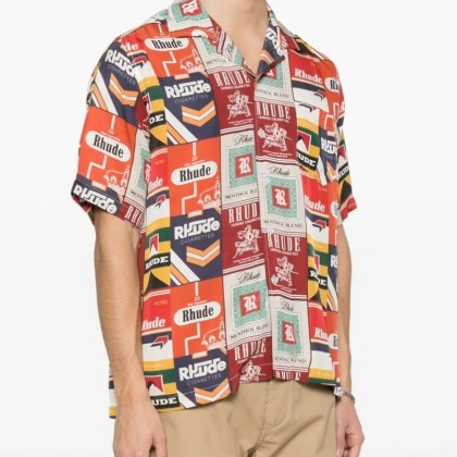 Rhude - Red/Multicolour Silk All-Over Cigarette Print Shir - Größe L - bunt – Bild 4