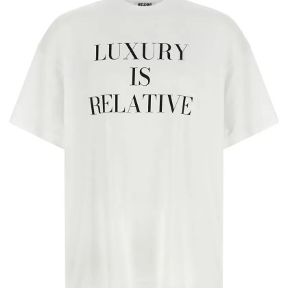 Moschino - Oversized Cotton Interlock T-Shirt - Größe XXS - weiß Moschino - Oversized Cotton Interlock T-Shirt - Größe XXS - weiß