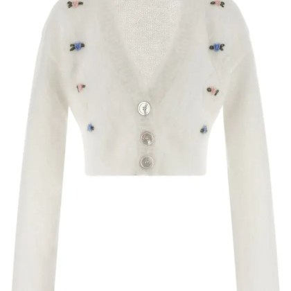 Alessandra Rich - %27Carded Mohair%27 Cardigan - Größe 42 - weiß Alessandra Rich - %27Carded Mohair%27 Cardigan - Größe 42 - weiß