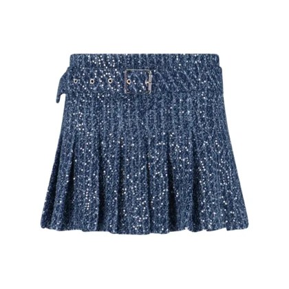 CHARLES JEFFREY LOVER BOY - Pleated Mini Skirt With Shimmering Sequins - Größe S - blau CHARLES JEFFREY LOVER BOY - Pleated Mini Skirt With Shimmering Sequins - Größe S - blau