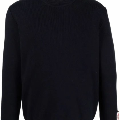 Golden Goose - Ribbed Stretch-Cotton Sweater With Crew Neck Desig - Größe M - blue Golden Goose - Ribbed Stretch-Cotton Sweater With Crew Neck Desig - Größe M - blue