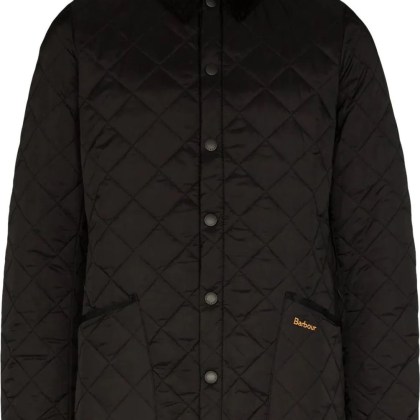 Barbour - Quilted Black Down Jacket With Corduroy Collar - Größe XL - bunt Barbour - Quilted Black Down Jacket With Corduroy Collar - Größe XL - bunt