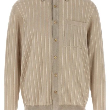 Brioni - Silk Blend Knit Shirt With Openwork Pattern - Größe 52 - beige Brioni - Silk Blend Knit Shirt With Openwork Pattern - Größe 52 - beige