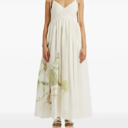 Erdem - Linen Dress - Größe 10 - weiß – Bild 3