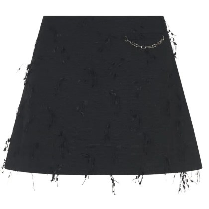GANNI - Textured Black Skirt With Delicate Fringing - Größe 36 - schwarz GANNI - Textured Black Skirt With Delicate Fringing - Größe 36 - schwarz